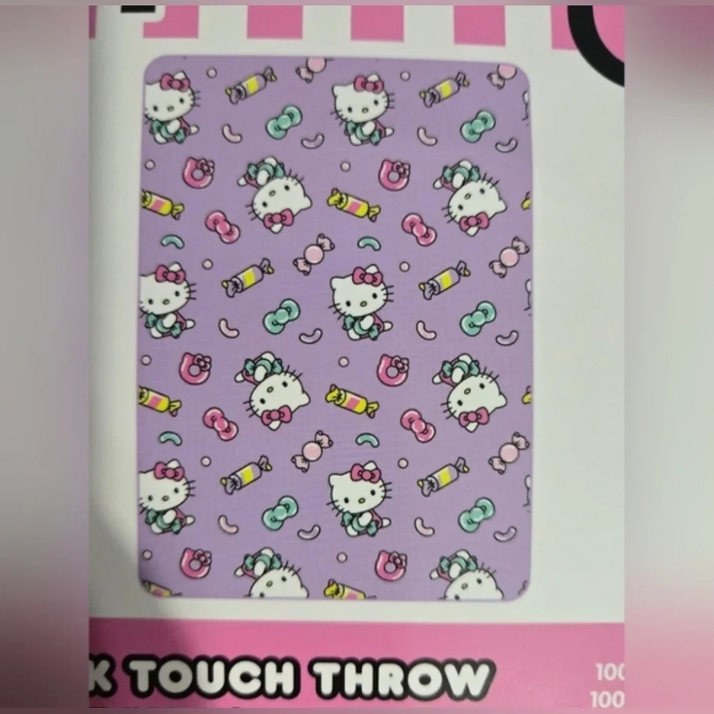 Hello Kitty Silk Touch Throw Blanket 50x70 Purple Candy Kitty Sanrio Plush NWT
